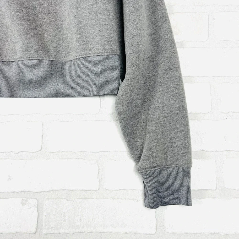 Gray Cropped‎ Hoodie Drawstring Pullover Long Sleeve Casual Comfy xS - Picture 6 of 12